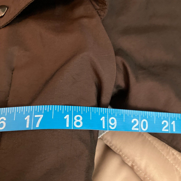 Ensign Coat Womens Sz M Brown Belted Snap Button Puff Insulated Softshell Trench - Picture 8 of 9